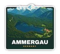 Autocollant : 300 mm, 1 pièce - Emblème alpes géantes en vinyle Ammergau Germany