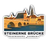 Autocollant : 300 mm, 1 pièce - Pont de pierre Ratisbonne Allemagne Autocollant décoratif géant en vinyle ville