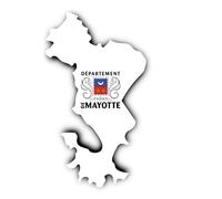 Autocollant : 300 mm, 1 pièce - Silhouette drapeau/carte à rabat - Mayotte - YT - pour voiture, ordinateur portable et plus encore