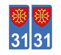 Autocollant 31 avec blason Midi-Pyrénées plaque immatriculation Auto (9,8 x 4,5 cm)
