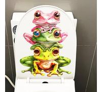 Autocollant 3D amusant grenouille verte pour abattant de toilettes, décoration murale (trois grenouilles)