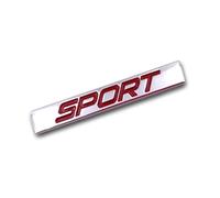 Autocollant 3D en Alliage de Zinc avec Logo Sport et Barre carrée for Voiture(Red Silver)