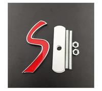 Autocollant 3D en métal for calandre avant de voiture, emblème S, compatible avec les accessoires automobiles(Big Red Silver grille)