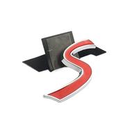 Autocollant 3D en métal for calandre avant de voiture, emblème S, compatible avec les accessoires automobiles(Big Red Silver S Sticker)