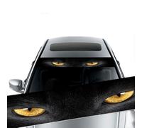 Autocollant 3D en PVC pour pare-brise de voiture - Autocollant pour pare-brise avant ou arrière - Pour personnalité - Expression Terreur - Style décoratif (yeux jaunes/yeux bleus/crâne de feu/pour