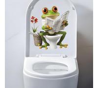 Autocollant 3D pour toilettes motif animal, auto-adhésif imperméable amovible, grenouille WC, décalcomanie pour abattant de toilettes, motif lotus, décoration de siège de toilettes, autocollants