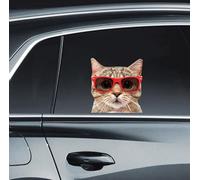 Autocollant 3D résistant aux intempéries en forme de chat pour fenêtre de voiture (chapeau de lunettes de soleil)