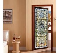 Autocollant 3D vitrail pour décoration d'intérieur - Papier peint mural en PVC imperméable avec fonction de retrait et de réutilisation faciles en taille 77 x 200 cm