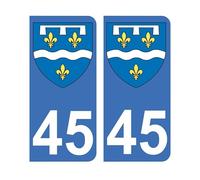 Autocollant 45 avec Blason département Loiret Plaque immatriculation Auto (9,8 x 4,5 cm)
