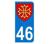 Autocollant 46 avec Blason Midi-Pyrénées Plaque immatriculation Auto (9,8 x 4,5 cm)