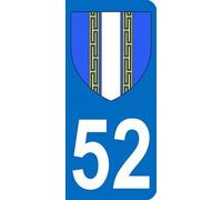 Autocollant 52 avec Blason département de la Haute-Marne Plaque immatriculation Moto (6,3 x 2,9 cm)