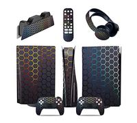 Autocollant 53612 Console Pour PS5 Disc Edition & Digital Sticker Vinyl Decal Cover Pour Ps5 Controller & Charging Station & Headset & Media Remote Revêtement(Digital Edition)