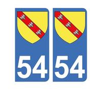 Autocollant 54 avec Blason Lorraine Plaque immatriculation Auto (9,8 x 4,5 cm)