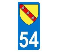 Autocollant 54 avec Blason Lorraine Plaque immatriculation Moto (6,3 x 2,9 cm)
