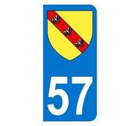 Autocollant 57 avec Blason Lorraine Plaque immatriculation Moto (6,3 x 2,9 cm)