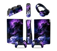 Autocollant 70866 Console Pour PS5 Disc Edition & Digital Sticker Vinyl Decal Cover Pour Ps5 Controller & Charging Station & Headset & Media Remote Revêtement(Disc Version)