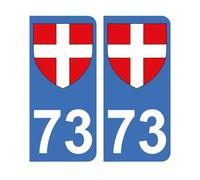 Autocollant 73 avec Blason Croix de Savoie Plaque immatriculation Auto (9,8 x 4,5 cm)