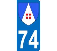 Autocollant 74 avec Blason Haute-Savoie Plaque immatriculation Auto (9,8 x 4,5 cm)