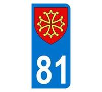 Autocollant 81 avec Blason Midi-Pyrénées Plaque immatriculation Auto (9,8 x 4,5 cm)