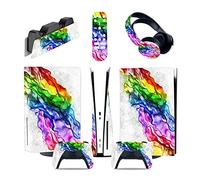 Autocollant 83804 Console Pour PS5 Disc Edition & Digital Edition Sticker Vinyl Decal Cover Pour Ps5 Controller & Charging Station & Headset & Media Remote Revêtement(Disc Version)