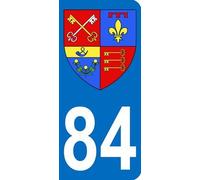 Autocollant 84 avec Blason département Vaucluse Plaque immatriculation Moto (6,3 x 2,9 cm)