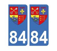 Autocollant 84 Blason département Vaucluse Plaque immatriculation Auto (9,8 x 4,5 cm)