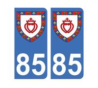 Autocollant 85 avec Blason Vendée Plaque immatriculation Auto (9,8 x 4,5 cm)