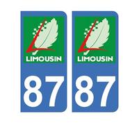 Autocollant 87 avec Logo Officiel région Limousin pour Plaque immatriculation Auto (9,8 x 4,5 cm)