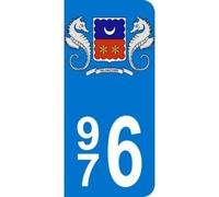 Autocollant 976 avec Blason Mayotte Plaque immatriculation Moto (6,3 x 2,9 cm)