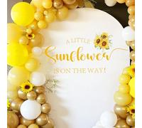 Autocollant « A Little Sunflower Is On The Way » pour fête prénatale - Autocollant « A Little Sunflower Is On The Way », panneau de fleurs pour arche de ballons, décorations de premier anniversaire
