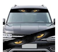 Autocollant accrocheur pour pare-brise avant et arrière de voiture - Décoration terreur 3D - Protection UV (yeux jaunes)