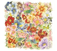Autocollant adhésif Floral en PET, 50 pièces, pour Scrapbook | Autocollant thème fleur imperméable en PET, pour Scrapbook, Journal, carnet de notes, couverture de téléphone,