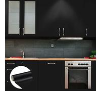 Autocollant Adhésif Imperméable Vinyle Rouleau pour Cuisine Meuble Armoire Porte - Sticker Mural H60 x L200 cm - noir