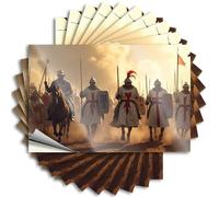 Autocollant Affirmation Décoration de chambre Esthétique Ordinateur portable Chevaliers en armure March Forward avec lances et boucliers - Décalques sans résidus pour ordinateur portable Taupe (12 x