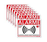Autocollant alarme maison dissuasifs (x8) - Autocollant Alarme surveillance électronique - Taille de l'adhésif anti-cambriolage 150x90 mm - Sticker de sécurité alarme surveillance électronique