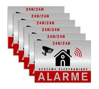 Autocollant alarme maison - Etiquette site sous vidéo surveillance - Stickers, affiche adhesif - Alu 8,5 x 5,5 cm (6)