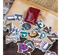 Autocollant Alphabet Anglais Artistique En Couleur, Étiquette Scrapbook Esthétique, Matériel De Papeterie Pour Journal Intime, Emballage De 52 Pièces