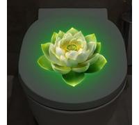 Autocollant amovible en vinyle pour salle de bain avec motif lotus vert phosphorescent et éclairage nocturne pour maisons de location