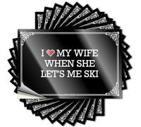 Autocollant amusant pour patio facile à appliquer | I Love My Wife When She Let's Me Ski Tiny Laptop Peel and Stick (6 x 9 cm)
