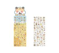 Autocollant animal mignon découpé adapté pour le scrapbooking, le journal, décoration créative autocollante avec des expressions amusantes, imperméable pour ordinateur portable