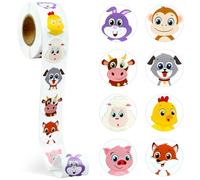 Autocollant Animaux Ronds en Rouleau, 500pcs Autocollants Animaux Ronds,Autocollants De Récompense Animale,Gommettes Animaux,Autocollant Animaux en Rouleau,Reward Stickers pour Enfant 2.5cm (B)