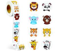 Autocollant Animaux Ronds en Rouleau, 500pcs Autocollants Animaux Ronds,Autocollants De Récompense Animale,Gommettes Animaux,Autocollant Animaux en Rouleau,Reward Stickers pour Enfant 2.5cm (C)