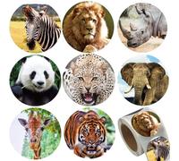 Autocollant Animaux Ronds en Rouleau, 500pcs Autocollants Animaux Ronds,Autocollants De Récompense Animale,Gommettes Animal,Autocollant Animal en Rouleau,Reward Stickers pour Enfant 2.5cm (A)