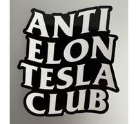 Autocollant anti-Elon pour fenêtre Tesla Club - Non adhésif - Vinyle statique - Pour propriétaires de Tesla Model X Y 3 - Noir et blanc