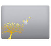 Autocollant arbre oiseaux Laptop Sticker Decalcomanie vinyle autocollant macbook sticker art pomme - Vinyle couleur au choix code P0048 (doré)