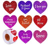 Autocollant Arc-En-Ciel En Forme De C?ur Pour La Saint-Valentin,100 À 500 Pièces,Ruban D'amour À Rayures,De 1 Pouce - Type [Qy841]-100pcs