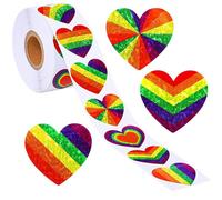Autocollant Arc-En-Ciel En Forme De Coeur Pour La Saint-Valentin, 100 À 500 Pièces, Ruban D'amour À Rayures, De 1 Pouce