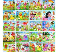 Autocollant Artisanal En Mousse Eva 3d, Étiquette Auto-Adhésive, Jouets Éducatifs D'apprentissage Pour Enfants De 3 À 6 Ans, Séries De Puzzles, 13x17cm, 24 Designs/Lot
