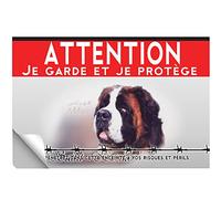 Autocollant Attention au chien chien saint bernard