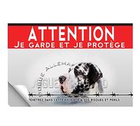 Autocollant Attention au chien dogue allemand arlequin